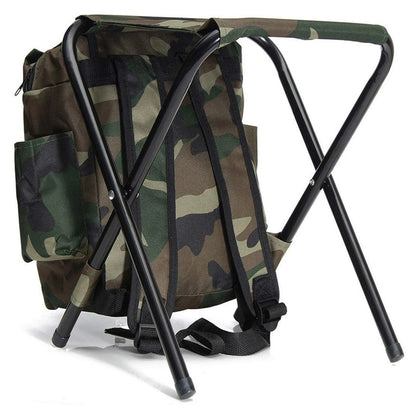 Folding Camping Stool, 2 in 1 Portable Backpack Cooler for Hunting Fishing Hiking, Folding Camping Chair Outdoor Fishing Hunting