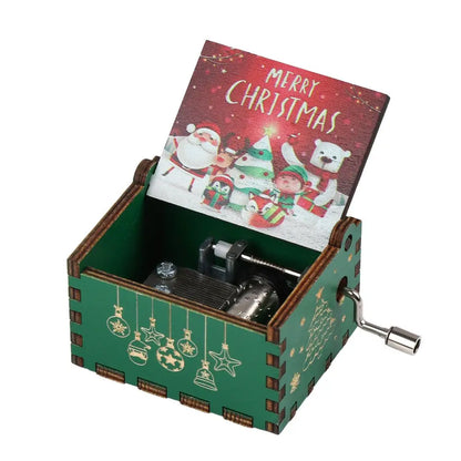 Vintage Engraving Wooden Music Box Hand-cranked Music Box Can't Help Falling in Love Music Box Wife Birthday Valentines Day Gift