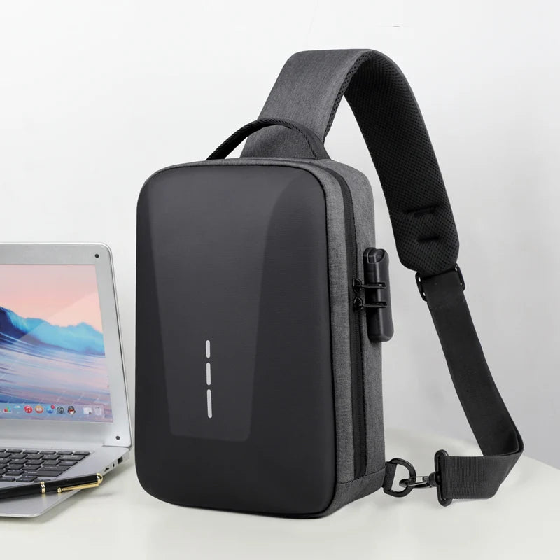 Anti-theft Combination Lock Chest Packs With USB Charging Port Fashion Business Men's Crossbody Bag Travel Storage Shoulder Bag