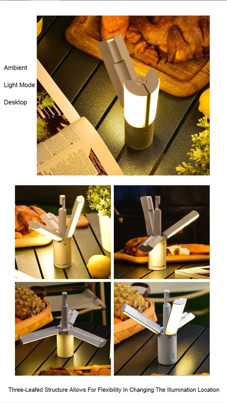 Folding Outdoor Camping Lamp Rechargeable Emergency Lamp High Capacity Lighting Torch Portable Tent Hanging Light Lantern