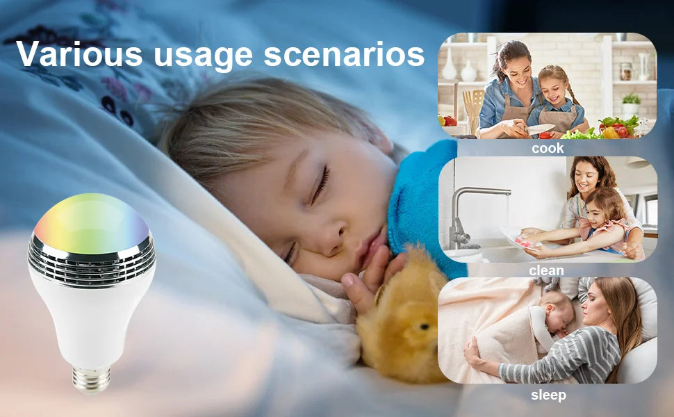 Bluetooth speaker function LED light bulb, APP control, E27 is an ideal choice for home, party, bedroom, and indoor light bulbs