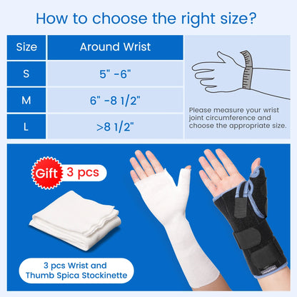 VELPEAU Wrist Splint with Thumb Stabilizer for Tendonitis, De Quervain's Tenosynovitis and Arthritis Pain, Wrist Joint Brace