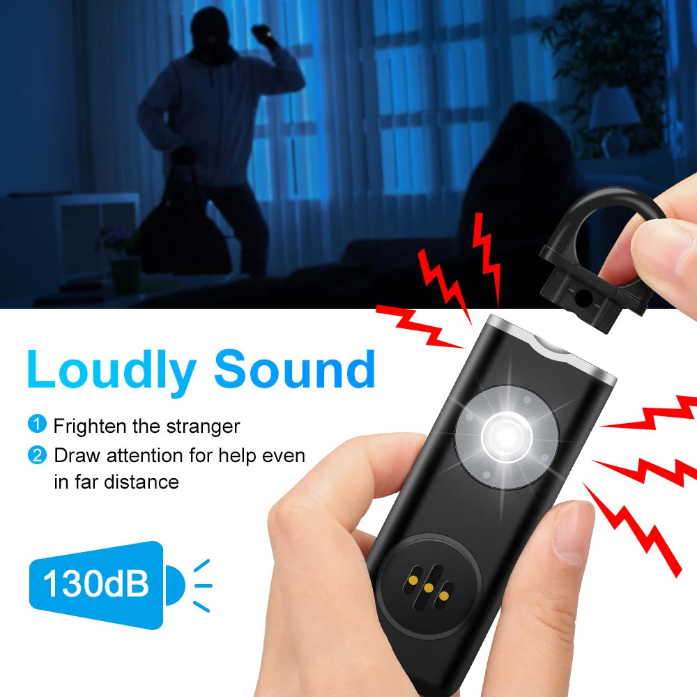 Hollarm Self Defense Personal Alarm for Women, Children, Elderly 130dB Siren Loud Rechargeable Keychain Alarm with LED Light