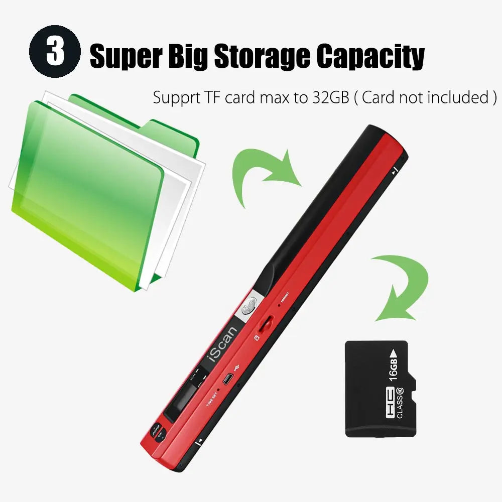 iScan Mini Portable Scanner 900DPI LCD Display JPG/PDF Format Document Image Iscan Handheld Scanner A4 Book Scanner