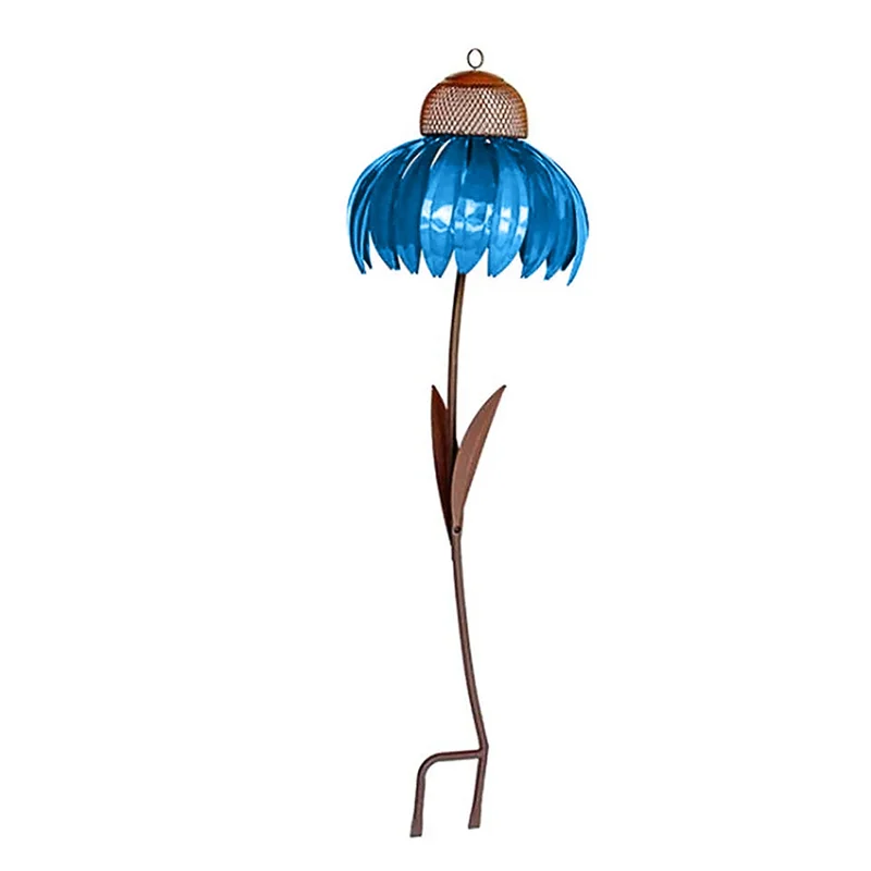 【Hot Cake】Red Bird Feeder Bottle With Stand Outdoor Garden Flower Shaped Bird Feeder Easy To Use