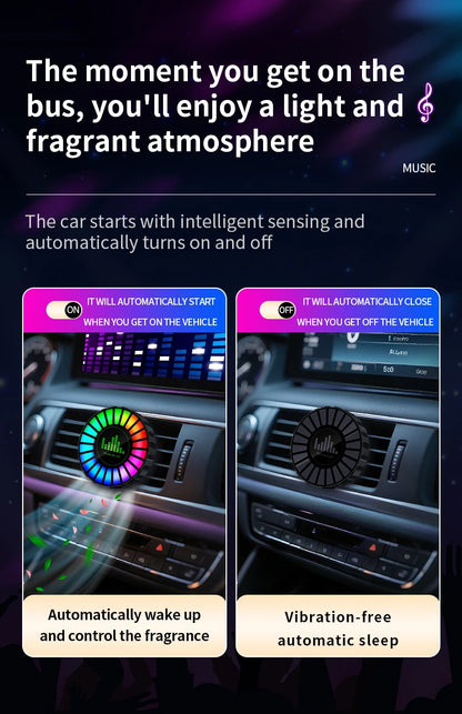 1x Car Music Rhythm Lamp with Fragrance Air Outlet Aromatherapy Air freshener perfume Voice App Control Rhythm Diffuser  RGB