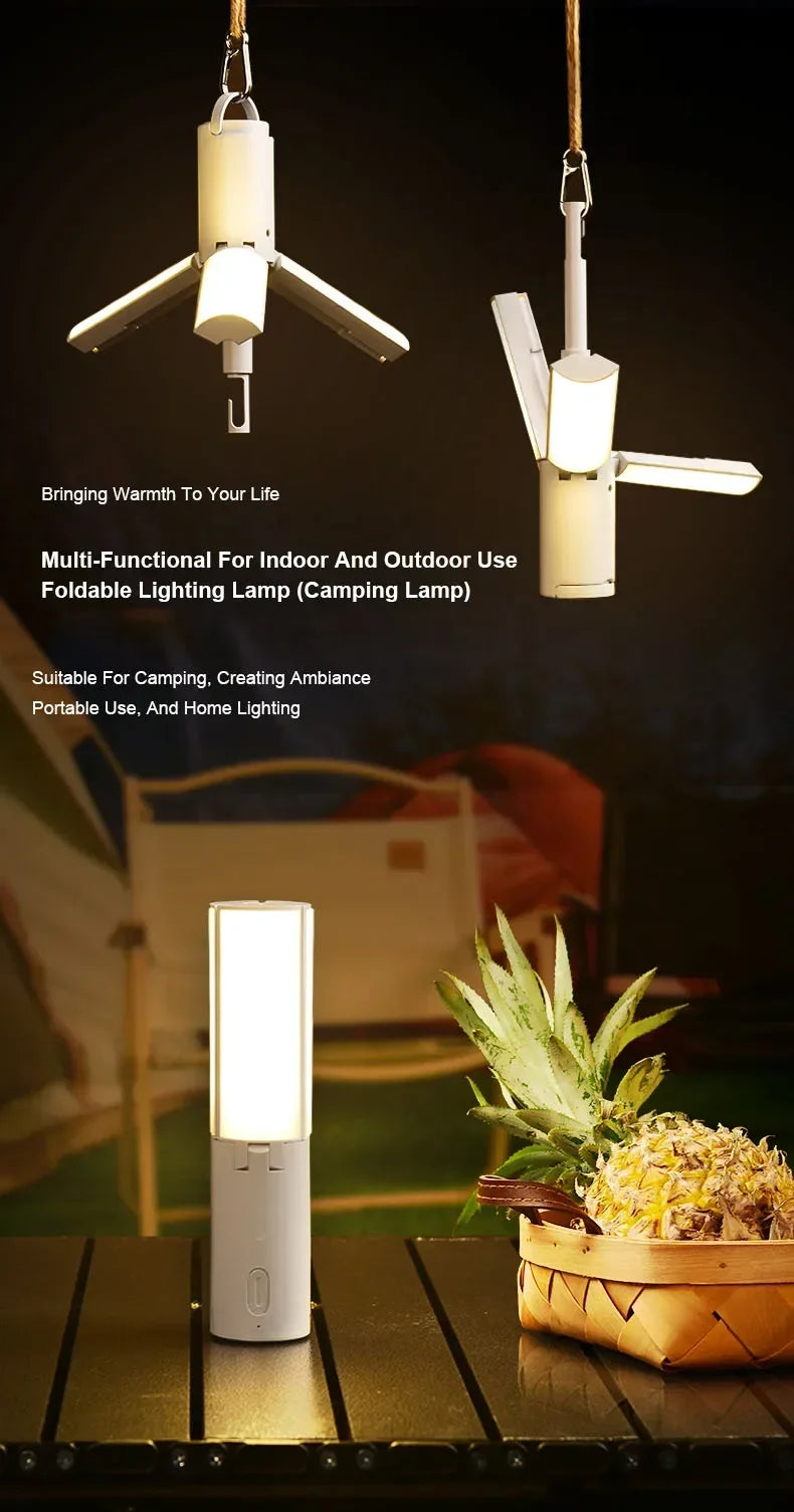 Folding Outdoor Camping Lamp Rechargeable Emergency Lamp High Capacity Lighting Torch Portable Tent Hanging Light Lantern