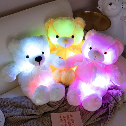 Colorful Glowing Bear Plush Toy Luminous Creative Light Up LED Teddy Bear Xmas Gift Kids Birthday Gift