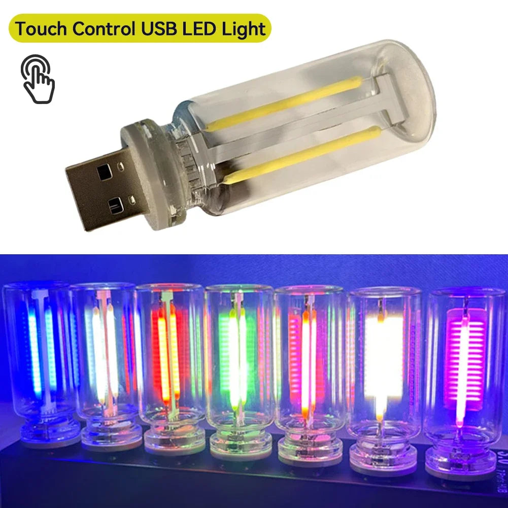 Retro LED Edison Bulb Night Light Camping Incandescent Decorative LED Lighting Retro USB LED Filament Touch Dimming Bulb 5V