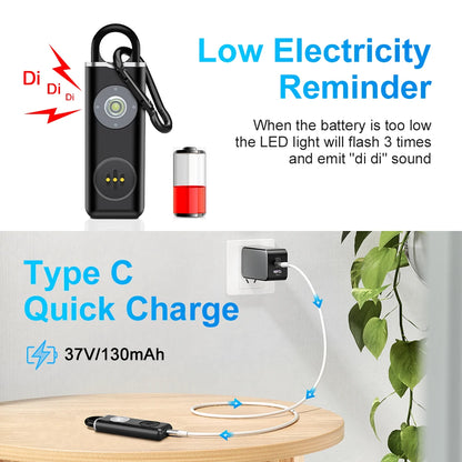 Hollarm Self Defense Personal Alarm for Women, Children, Elderly 130dB Siren Loud Rechargeable Keychain Alarm with LED Light