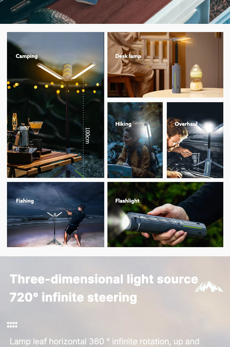 Rechargeable Outdoor Portable Hiking Camping Fishing Flashlight Telescoping Camping Lantern Telescopic Camping Light