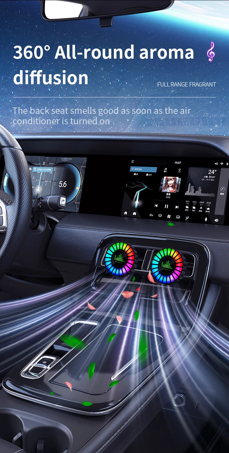 1x Car Music Rhythm Lamp with Fragrance Air Outlet Aromatherapy Air freshener perfume Voice App Control Rhythm Diffuser  RGB