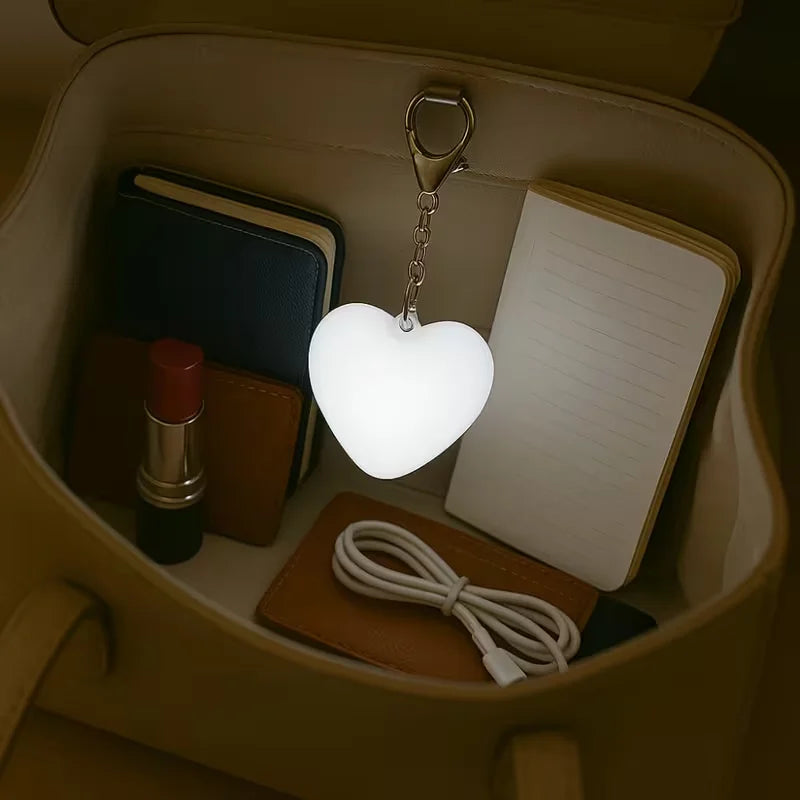 Glow Heart Light Rechargeable Purse Light Touch-Sensitive Heart Cloud Shaped LED Bag Lamp Women USB Charging Compact Wallet Ligh