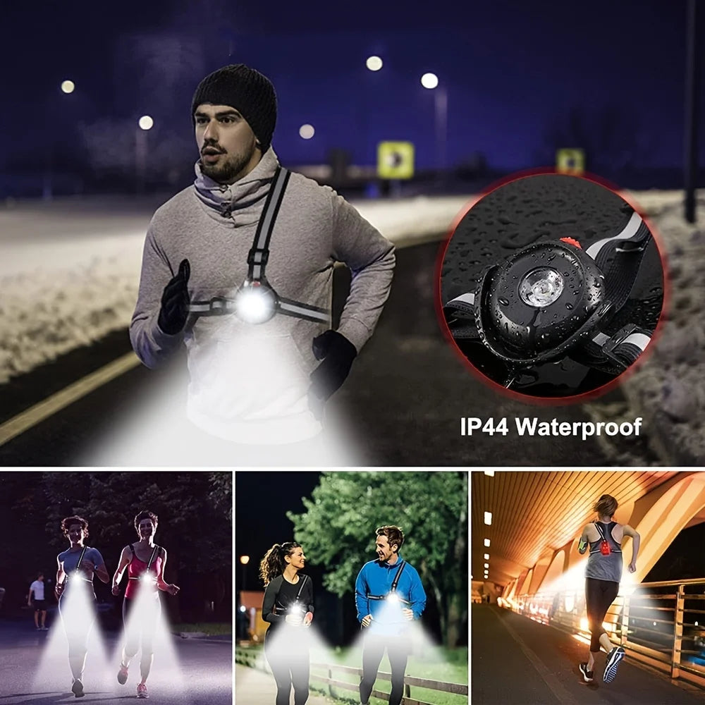 1pc Outdoor  Night Running USB ChargingLights LED Chest Lamp Back Warning Light for Camping Hiking Running Jogging Adventure