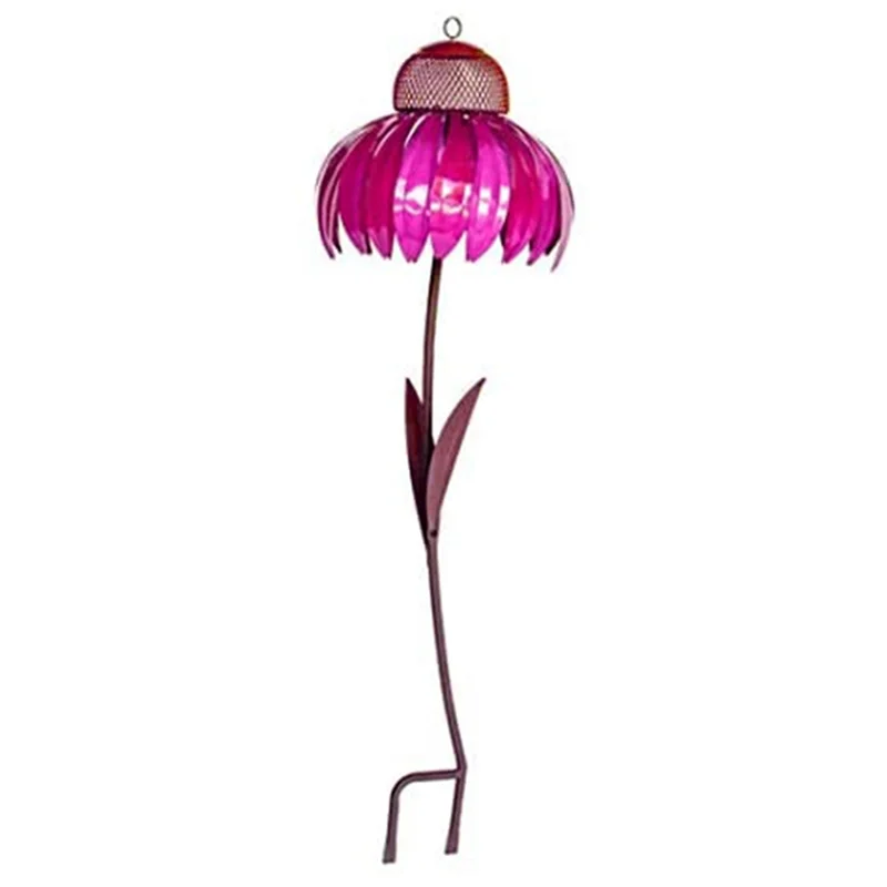 【Hot Cake】Red Bird Feeder Bottle With Stand Outdoor Garden Flower Shaped Bird Feeder Easy To Use
