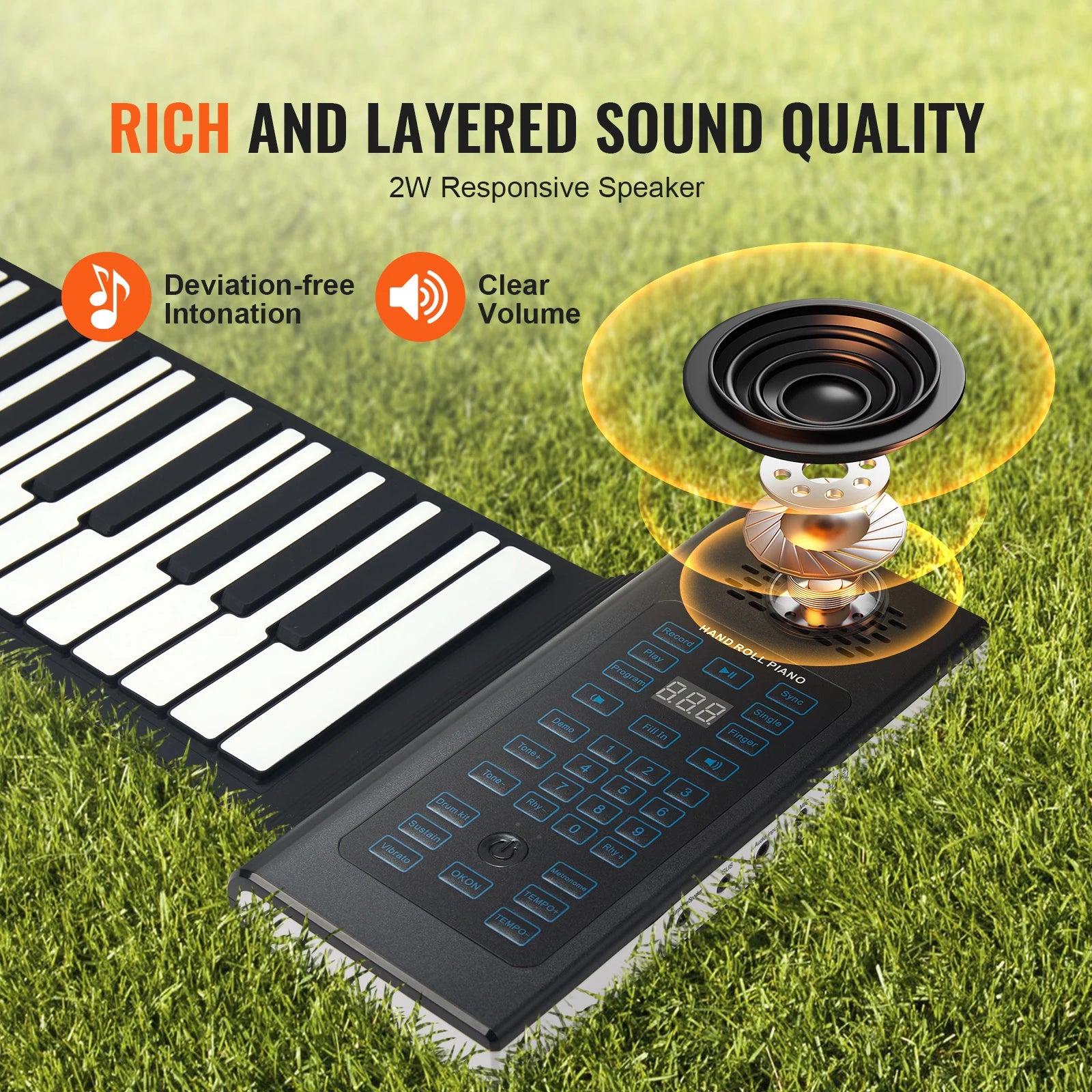 SucceBuy 88 Keys Roll Up Piano 128 Rhythms & Tones Portable Electric Digital Hand Roll Piano for Beginners, Rechargeable Battery