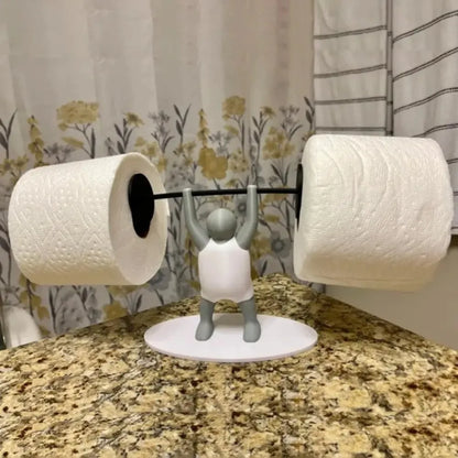 Funny Weightlifter Toilet Roll Holder Space Saving Plastic 3D Printed Toilet Paper Rack Fitness Themed