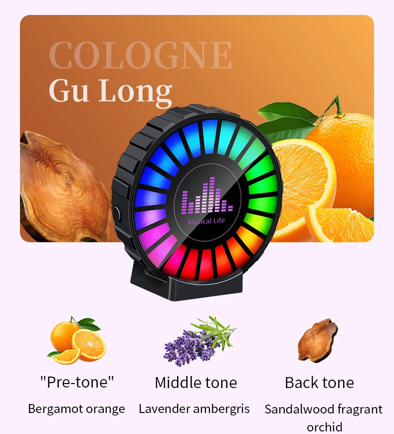 1x Car Music Rhythm Lamp with Fragrance Air Outlet Aromatherapy Air freshener perfume Voice App Control Rhythm Diffuser  RGB