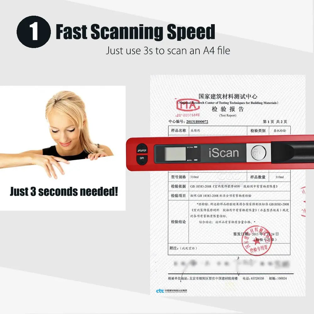 iScan Mini Portable Scanner 900DPI LCD Display JPG/PDF Format Document Image Iscan Handheld Scanner A4 Book Scanner