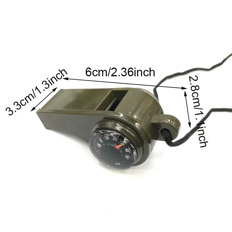 3-in-1 emergency survival whistle, compass, thermometer, referee cheerleading whistle, sports supplies