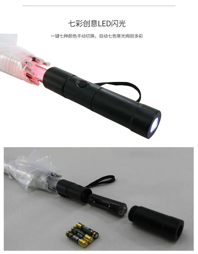 LED stick light luminous umbrella colorful creative lights fiber straight umbrella touch cloth luminous advertising umbrella