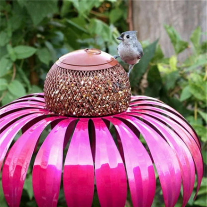 【Hot Cake】Red Bird Feeder Bottle With Stand Outdoor Garden Flower Shaped Bird Feeder Easy To Use