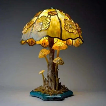 Creative Stained Plant Series Table Lamps Resin Colorful Bedroom Bedside Flower Mushroom Retro Table Night Lamp Atmosphere Light