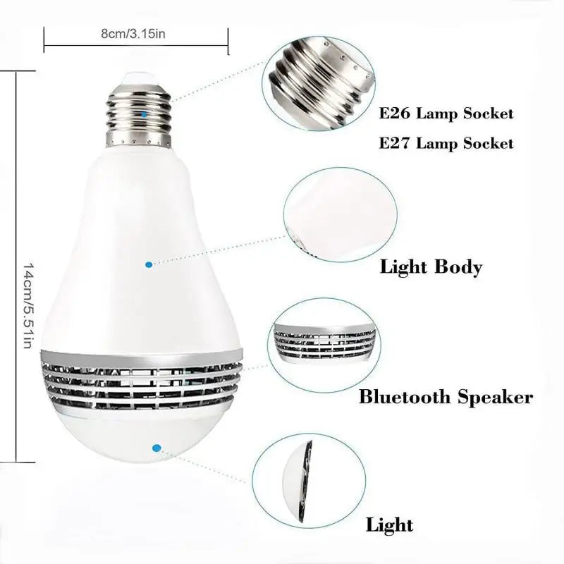 Bluetooth speaker function LED light bulb, APP control, E27 is an ideal choice for home, party, bedroom, and indoor light bulbs