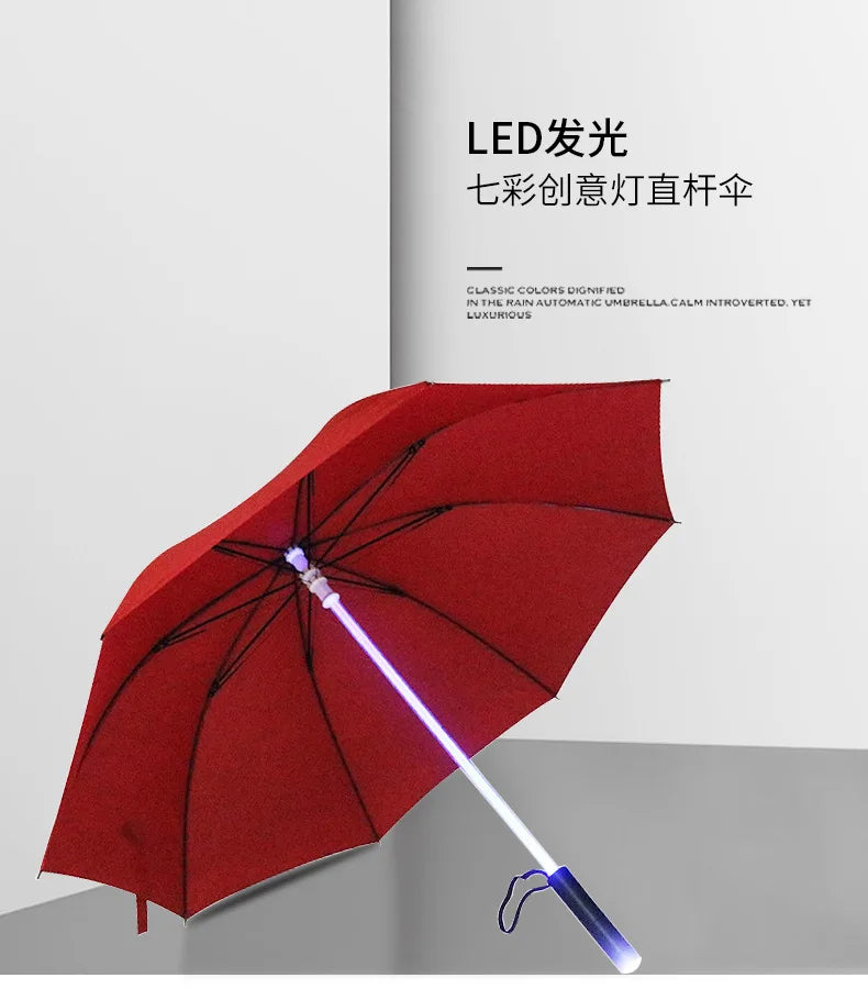 LED stick light luminous umbrella colorful creative lights fiber straight umbrella touch cloth luminous advertising umbrella