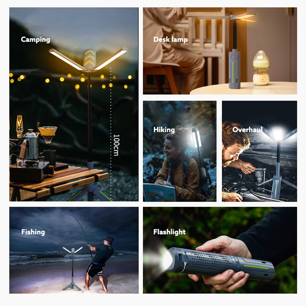 Rechargeable Outdoor Portable Hiking Camping Fishing Flashlight Telescoping Camping Lantern Telescopic Camping Light