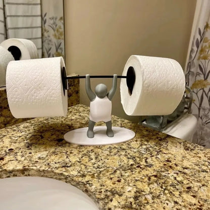 Funny Weightlifter Toilet Roll Holder Space Saving Plastic 3D Printed Toilet Paper Rack Fitness Themed