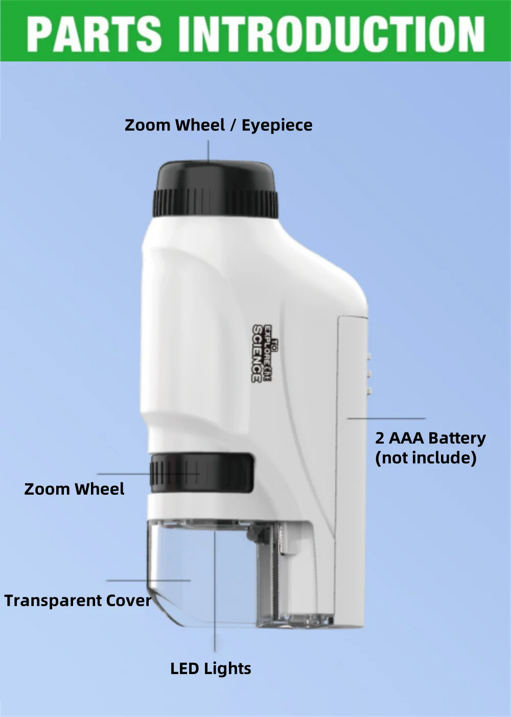 Microscope 60-120x Lab Handheld Microscope Battery Powered Microscope With LED Light Kids Science Microscope