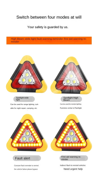 3 in 1 Solar Emergency Triangular Warning Light Safety Emergency Breakdown Alarm Lamp Portable Solar Light For Camping Workin