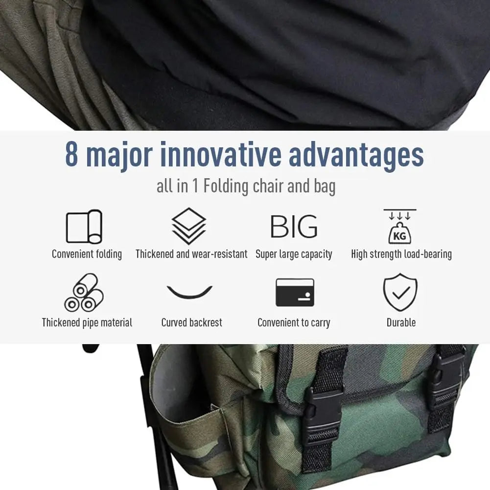 Folding Camping Stool, 2 in 1 Portable Backpack Cooler for Hunting Fishing Hiking, Folding Camping Chair Outdoor Fishing Hunting