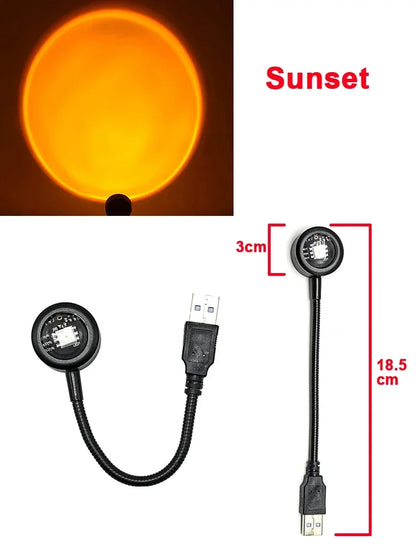 USB Sunset Lamp Sunset Projector Mood Light Living Room Bedroom Night Light Indoor Decor Bar Atmosphere Photography Background