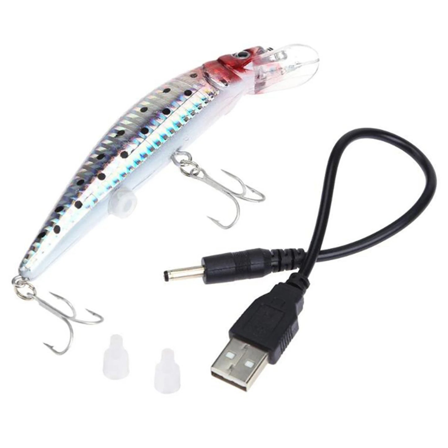 Electric Vibration Fishing Lure USB Charging Water Fish Bait Artificial Swimbait with LED Light for Freshwater Saltwater Fishing