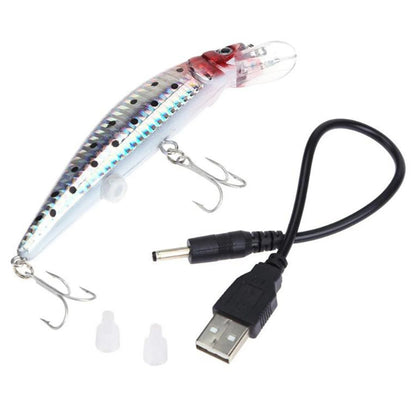 Electric Vibration Fishing Lure USB Charging Water Fish Bait Artificial Swimbait with LED Light for Freshwater Saltwater Fishing