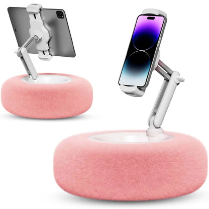 Plush Pillow Mobile Phone Tablet Holder Desktop Stand Adjustable Length Angle for binge-watching Live Straming Video Chat