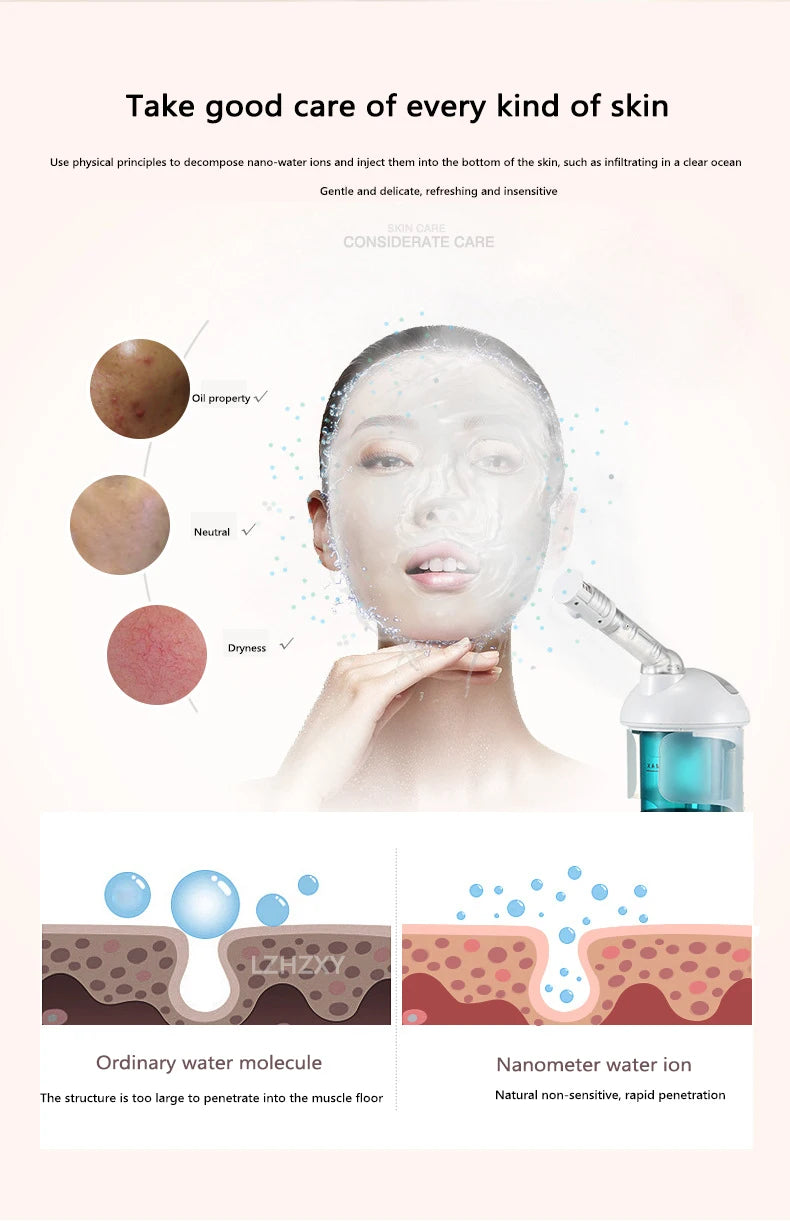 Facial Vaporizer Hair Steamer Humidifier Facial Steamer 2 In 1 Steam Sauna for Face Head Electronic Evaporator Atomizer Sprayer