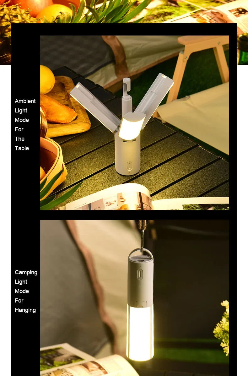 Folding Outdoor Camping Lamp Rechargeable Emergency Lamp High Capacity Lighting Torch Portable Tent Hanging Light Lantern