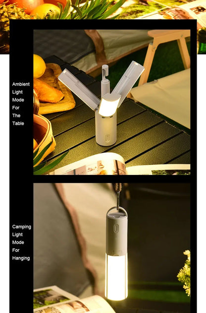Folding Outdoor Camping Lamp Rechargeable Emergency Lamp High Capacity Lighting Torch Portable Tent Hanging Light Lantern
