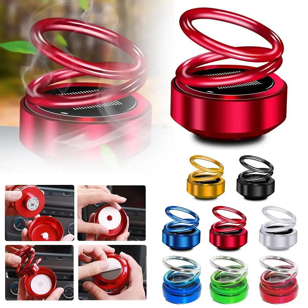 Solar Car Aromatherapy 360-degree Rotating Double Suspension Decoration Creative Car Interior Decoration Accessories