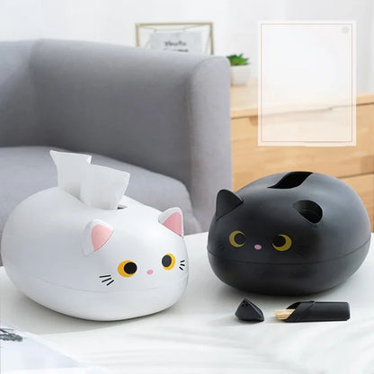 Kawaii Cat Tissue Box Livingroom Napkin Storage Box Kitchen Paper Container Desktop Toilet Paper Holder for Bathroom Dormitory