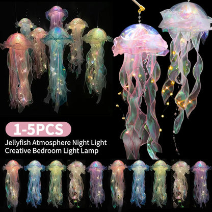 1-5PCS LED Jellyfish Lamp Portable Flower Light Girl Room Atmosphere Decoration Lamp Bedroom Night Lamp Home Decoration Decor