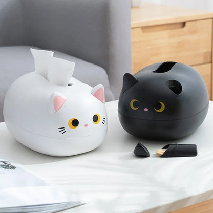Kawaii Cat Tissue Box Livingroom Napkin Storage Box Kitchen Paper Container Desktop Toilet Paper Holder for Bathroom Dormitory