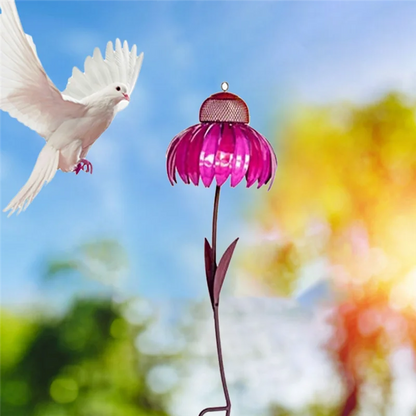 【Hot Cake】Red Bird Feeder Bottle With Stand Outdoor Garden Flower Shaped Bird Feeder Easy To Use