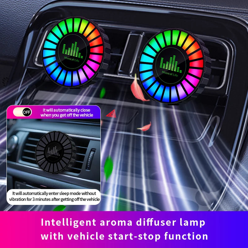 1x Car Music Rhythm Lamp with Fragrance Air Outlet Aromatherapy Air freshener perfume Voice App Control Rhythm Diffuser  RGB