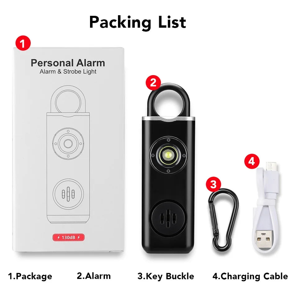 Hollarm Self Defense Personal Alarm for Women, Children, Elderly 130dB Siren Loud Rechargeable Keychain Alarm with LED Light