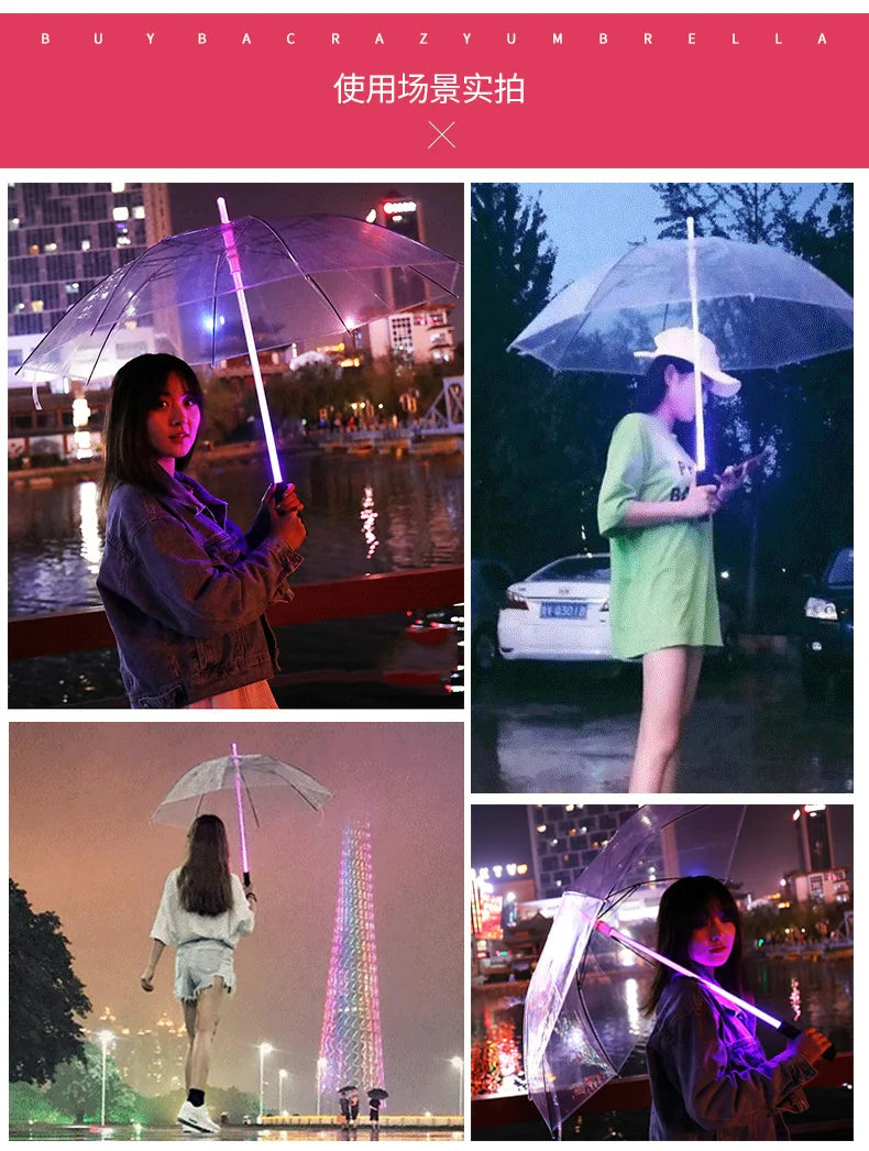 LED stick light luminous umbrella colorful creative lights fiber straight umbrella touch cloth luminous advertising umbrella
