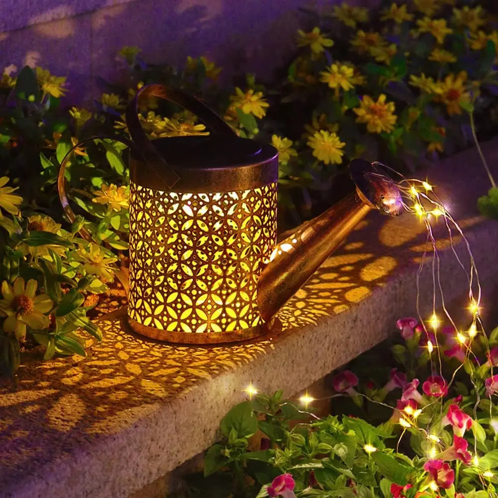 1pc Solar Watering Can with Lights,Solar Lanterns Outdoor Hanging Waterproof Garden Decor,Solar Garden Lights Yard Decorations